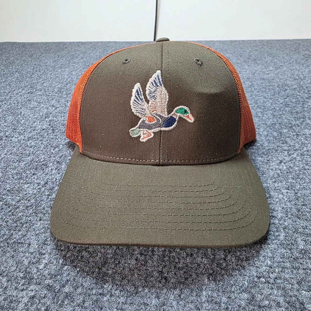 Richardson 115 Trucker Hat Cap Brown Orange Mallard Duck Flying Embroidered M/LG